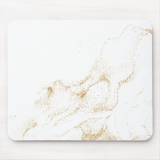 Minimalistischer weißer und goldener Marmor Mousepad (Vorne)