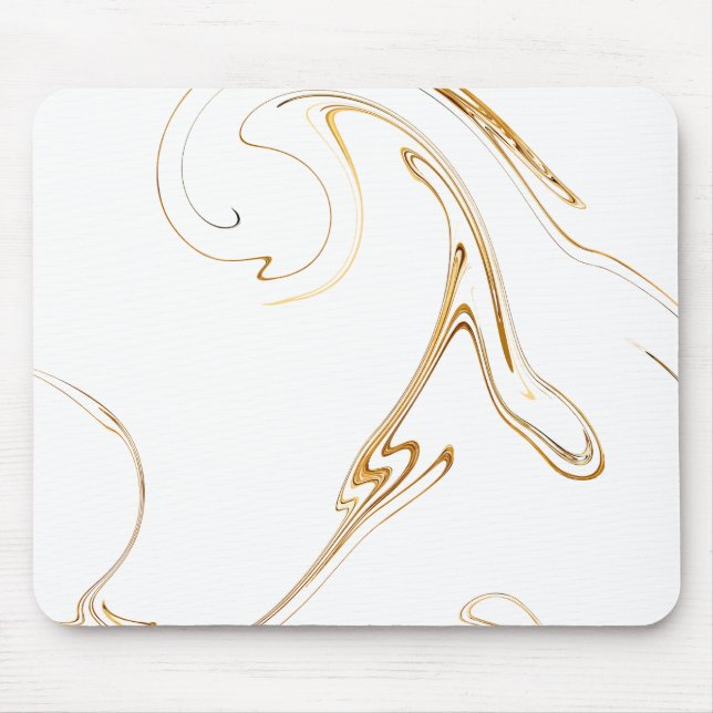 Minimalistischer weißer und goldener Marmor Mousepad (Vorne)