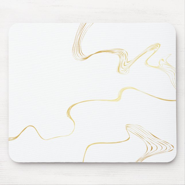 Minimalistischer weißer und goldener Marmor Mousepad (Vorne)