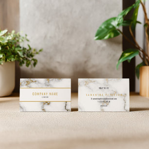 Minimalistischer weißer und goldener Marmor Visitenkarte