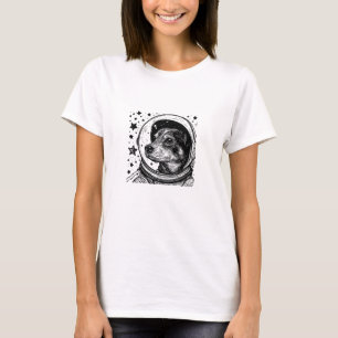 Minimalistischer Weltraum-Puppy zeichnet Astronaut T-Shirt