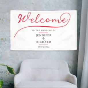 Minimalistischer Willkommensgruß Rot und Weiß Styl Banner