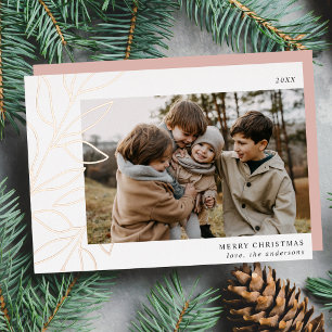 Minimalistischer Winter Botanischer Foto Rose Gold Folien Feiertagskarte