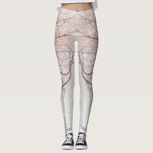 Minimalistischer Winter in Braun und Weiß Leggings (Vorderseite)