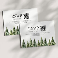 Minimalistischer Winter Snowy Pine Trees QR Code H