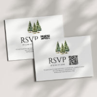 Minimalistischer Winter Snowy Pine Trees QR Code H