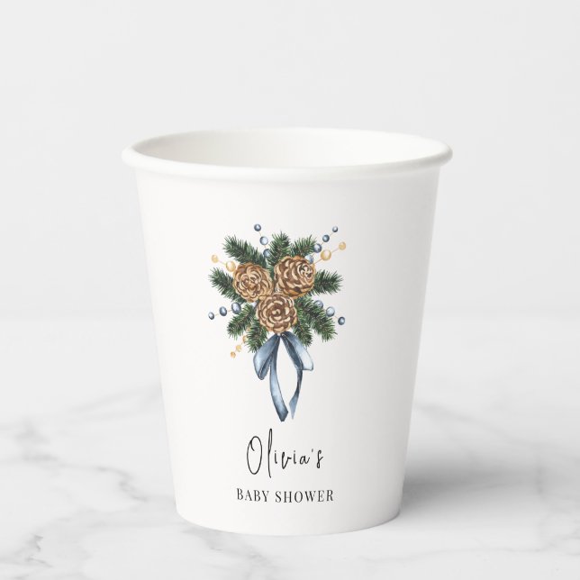 Minimalistischer Winter Weihnachtskranz Kinderdusc Pappbecher (Vorderseite)