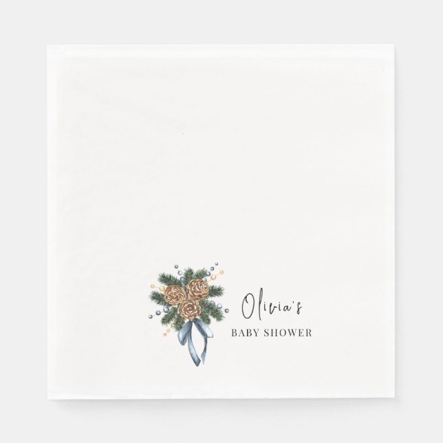 Minimalistischer Winter Weihnachtskranz Kinderdusc Serviette (Vorderseite)