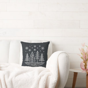 Minimalistischer Winterwald - Eleganter Schneewald Kissen