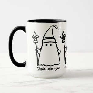 Minimalistischer Wizard Ghost Zeichne Magic Sketch Tasse