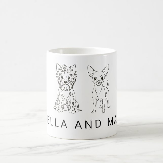 Minimalistischer Yorkie & Chihuahua Benutzerdefini Kaffeetasse (Mittel)