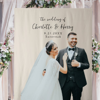 Minimalistischer zeitgenössischer Beige-Hochzeitst Wandteppich