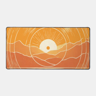 Minimalistischer Zen-Berg-Ozean-Retro-Sonnenunterg Schreibtischunterlage