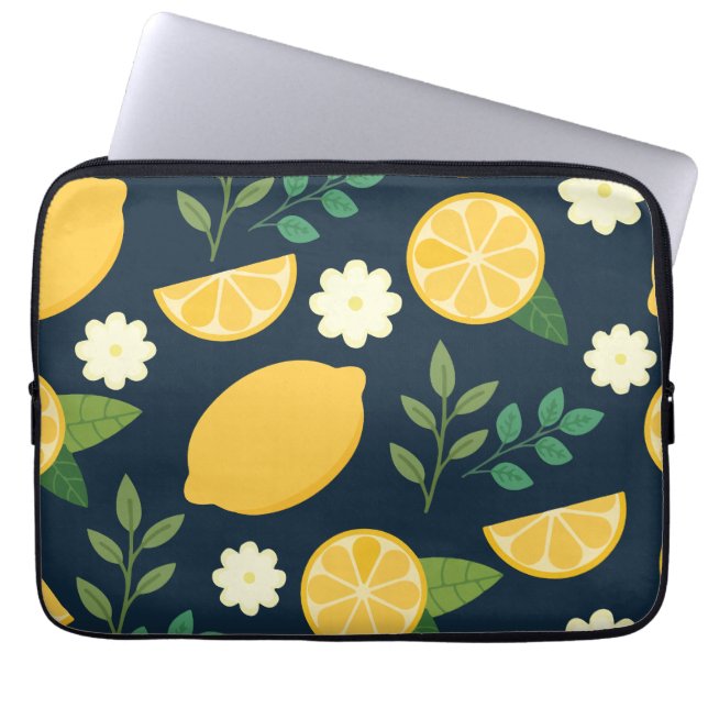 Minimalistischer Zitrone und Blätter Laptopschutzhülle (Vorderseite)