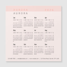 Minimalistischer zweiteiliger rosa Magnetkalender Magnetkarte