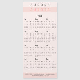 Minimalistischer zweiteiliger rosa Magnetkalender Magnetkarte