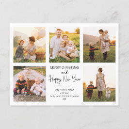 Minimalistisches 5-Foto-Foto Weihnachten Postkarte