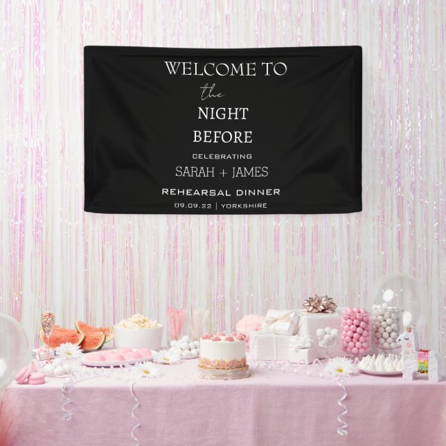 Minimalistisches Abendessen Begrüßungsgrössen Banner (Party)
