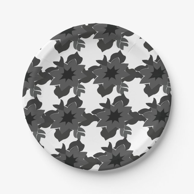 Minimalistisches Abstraktes Blumenmuster Pappteller (Vorderseite)