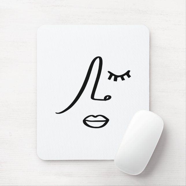 Minimalistisches Abstraktes Gesicht Modernes Kunst Mousepad (Mit Mouse)