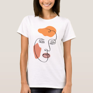 Minimalistisches abstraktes Gesicht-Porträt-Linien T-Shirt