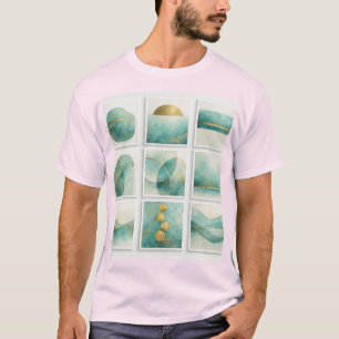 minimalistisches abstraktes Pattina Blaukupfer HEM T-Shirt