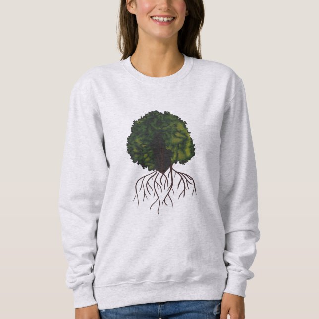 Minimalistisches Afro Hair Brown Woman Collage Art Sweatshirt (Vorderseite)
