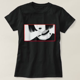 Minimalistisches Anime-Girl-Choker-Shirt T-Shirt