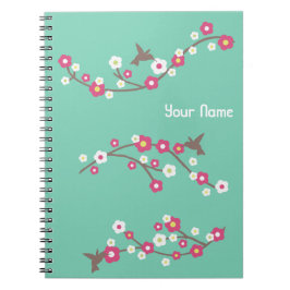 Minimalistisches Aqua Aquamarin Cherry Blossom & H Notizblock