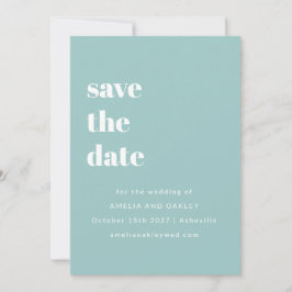 Minimalistisches Aqua Blue Retro Simple Wedding Fo Save The Date