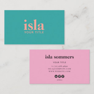 Minimalistisches Aqua-Rosa-Schrifttypologie-Logo Visitenkarte