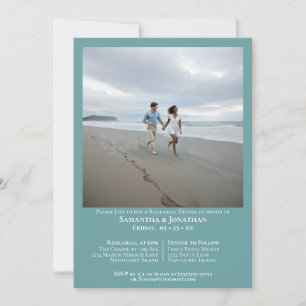 Minimalistisches Aquamarines Foto Hochzeitsessen P Einladung