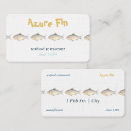 Minimalistisches Aquarell Fischrestaurant Visitenkarte