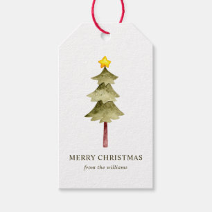 Minimalistisches Aquarell Gold Star Weihnachtsbaum Geschenkanhänger