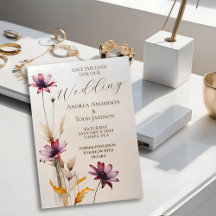 Minimalistisches Aquarell lila Blume Hochzeit