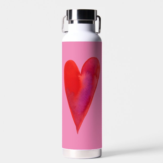 Minimalistisches Aquarellherz Trinkflasche (Vorne)