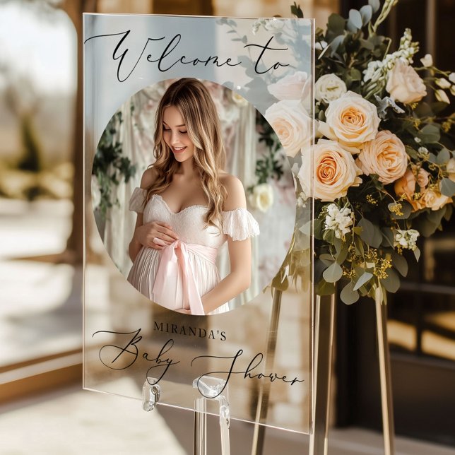 Minimalistisches Arch Baby Dusche Foto Willkommen Acrylschild (Von Creator hochgeladen)