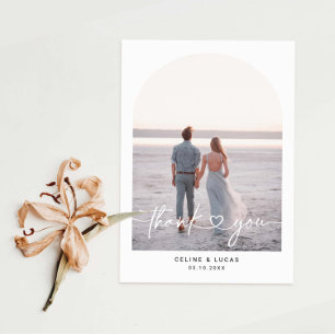 Minimalistisches Arch Wedding Foto Dankeschön Kart Dankeskarte