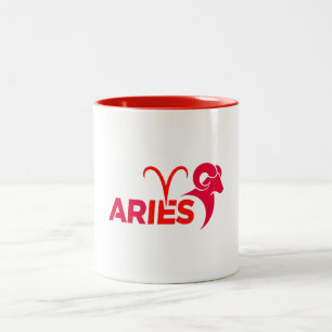 Minimalistisches Aries-Sternzeichen rotes Grafik A Zweifarbige Tasse