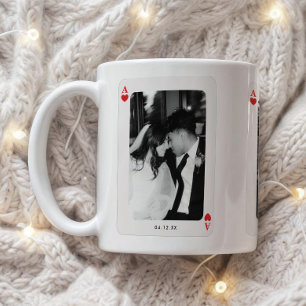 Minimalistisches Ass der Herzen Paar 3-Fotos Custo Kaffeetasse