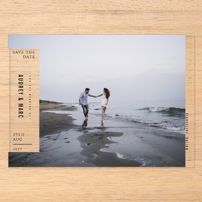 Minimalistisches Avant Garde Foto Hochzeit speiche Acryleinladungen (Vorderseite)