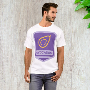 Minimalistisches Avocado-Abzeichen in Lila und Gol T-Shirt