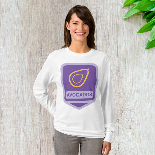 Minimalistisches Avocado-Abzeichen in Lila und Gol T-Shirt