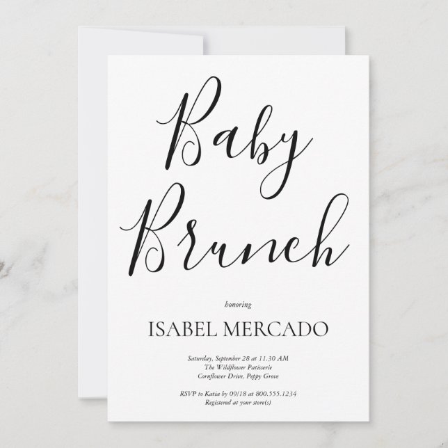 Minimalistisches Baby Dusche Baby Brunch Einladung (Vorderseite)