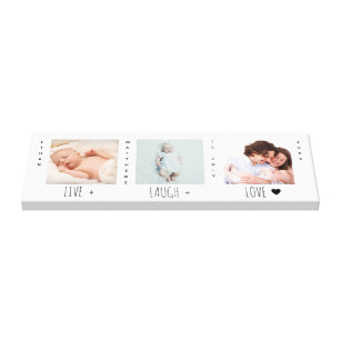 Minimalistisches Baby Foto Trio Birth Keepake Leinwanddruck