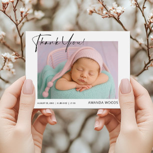 Minimalistisches Baby Foto Vielen Dank Postcard Postkarte