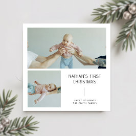 Minimalistisches Baby's First Christmas Foto Card Feiertagskarte