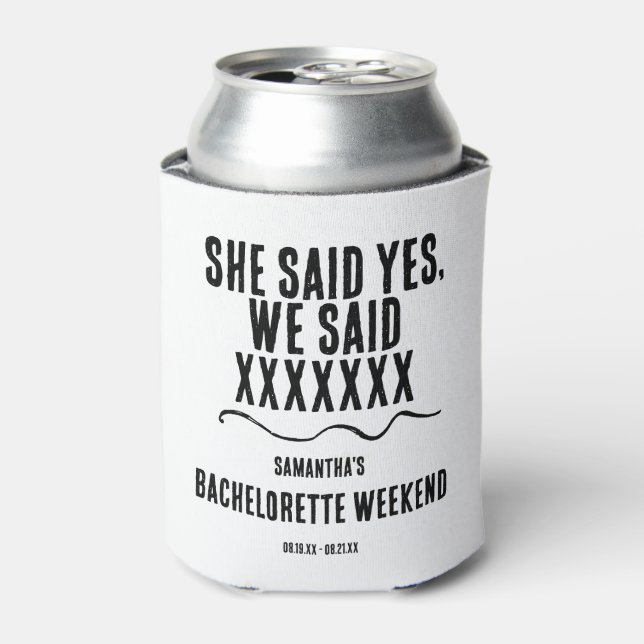 Minimalistisches Bachelorette Wochenende kann kühl Dosenkühler (Kanne Vorderseite)