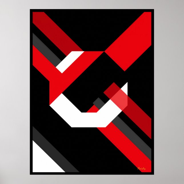 Minimalistisches Bauhaus mit weißem Hexagon Poster (Vorne)