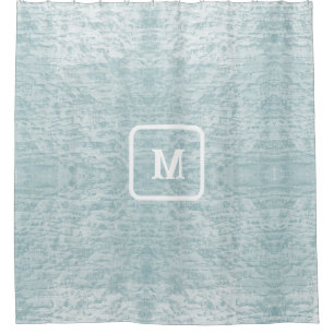 Minimalistisches Beachy Light Seafoam Monogramm Duschvorhang